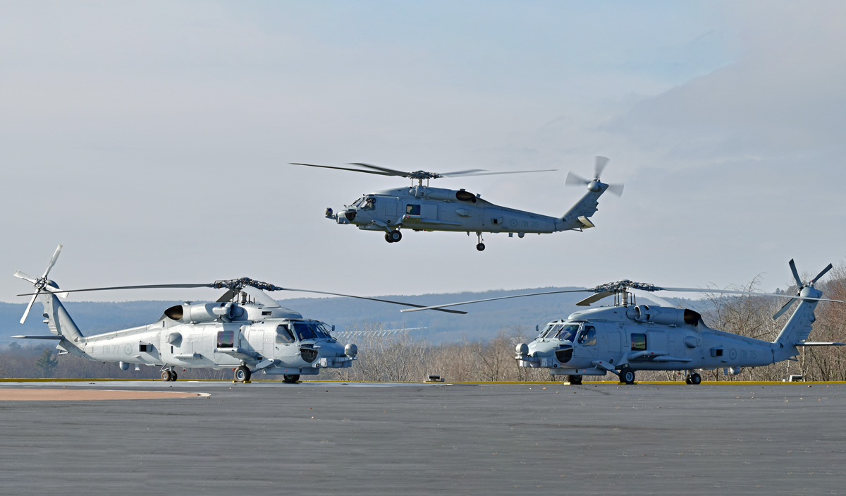 MH-60R SEAHAWK® helicopters for the Hellenic Navy await transfer to the U.S. Navy ahead of delivery to Greece in 2024. Photo by Lockheed Martin
