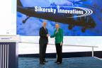 Paul Lemmo, Sikorsky President and Amy Gowder, President and CEO of Defense & Systems at GE Aerospace announce Long-Range Hybrid-Electric VTOL Demonstrator