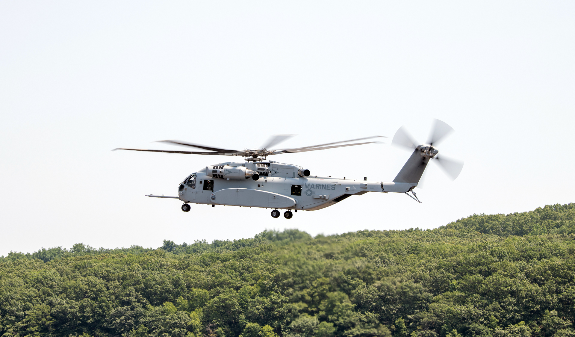 U.S. Marines conduct a CH-53K test flight at Sikorsky in Stratford, Conn. The heavy lift helicopter will be based at Marine Corps Air Station New River in Jacksonville, North Carolina.  Photo courtesy of Sikorsky, a Lockheed Martin company.