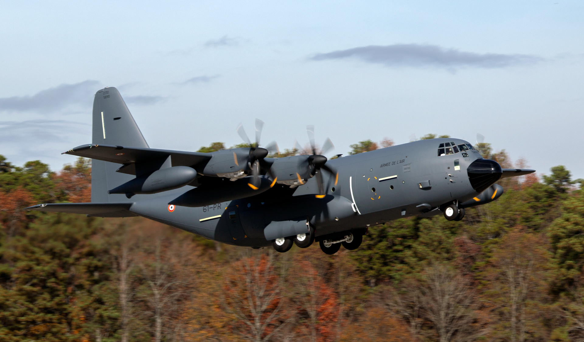 France's second KC-130J Super Hercules aerial refueler takes off from Lockheed Martin's facility in Marietta, Georgia, upon delivery in 2019.