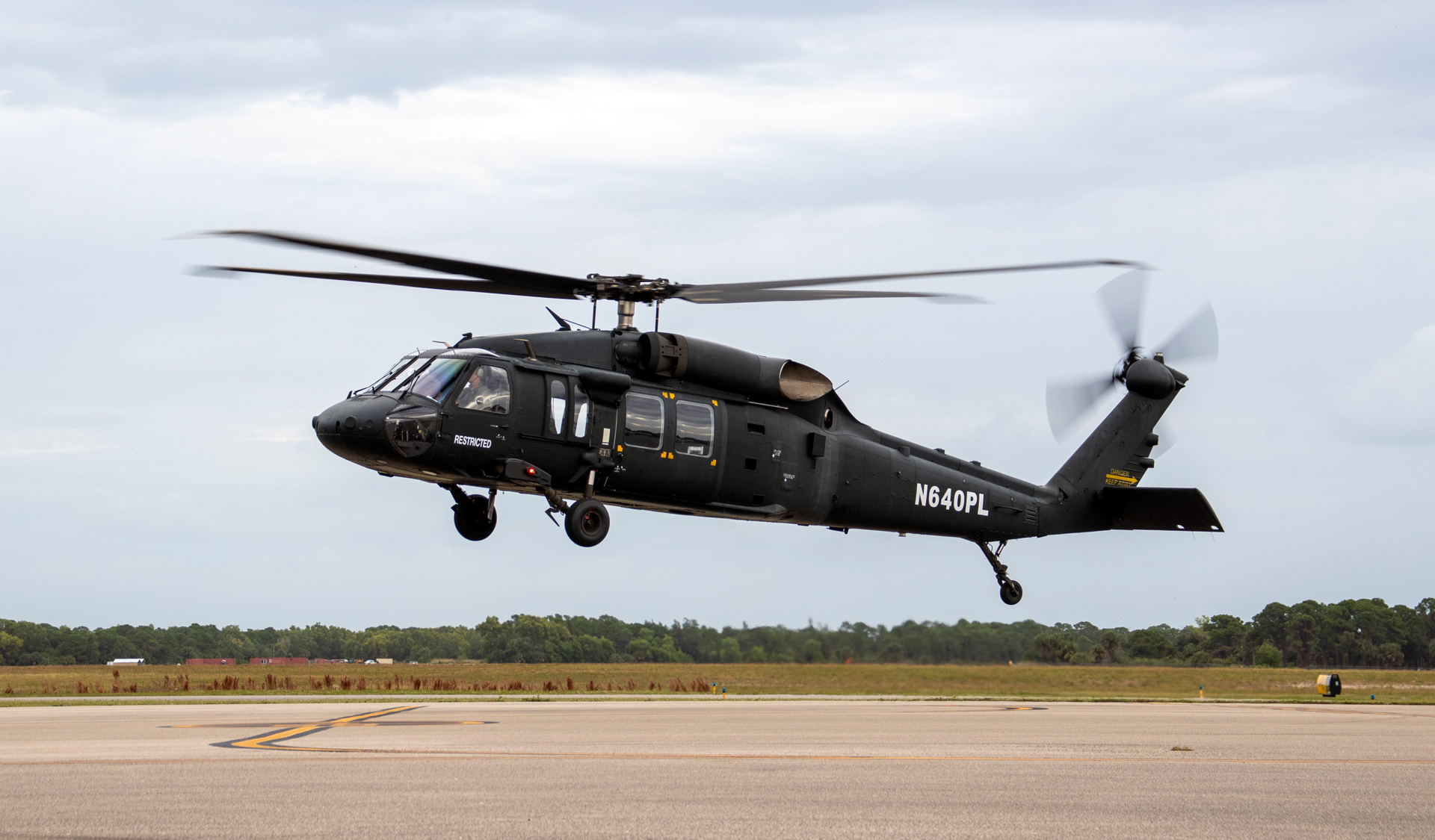 The first-of-type S-70M Black Hawk helicopter departs from the Sikorsky Training Academy in Florida Nov. 18 having received the FAA’s Certificate of Airworthiness.