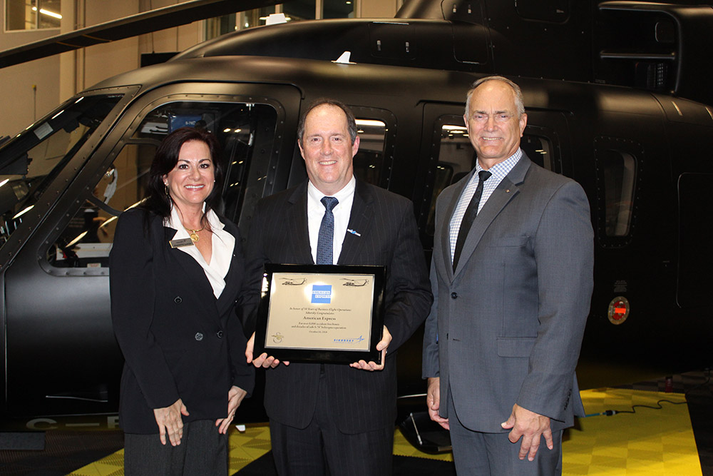 Today Sikorsky recognized American Express’ corporate flight department for achieving 8,000 hours of safe flight with its fleet of S-76 helicopters.